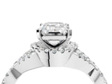 White gold Emerald Cut Diamond  Halo Twist Band Solitaire Prong Setting Ring_16