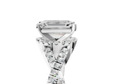 White gold Emerald Cut Diamond  Halo Twist Band Solitaire Prong Setting Ring_17