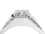 White gold Emerald Cut Diamond Mens Ring with Baguette Side Stones_52