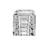 White gold Emerald Cut Diamond Mens Ring with Baguette Side Stones_53