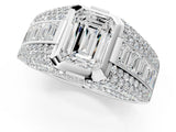 White gold Emerald Cut Diamond Mens Ring with Side Stones_37