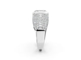 White gold Emerald Cut Diamond Mens Ring with Side Stones_38