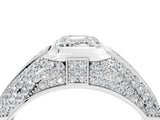 White gold Emerald Cut Diamond Mens Ring with Side Stones_40