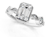 White gold Emerald Cut Diamond Milgrain Marquise Band with Prong Setting_6