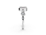White gold Emerald Cut Diamond Milgrain Marquise Band with Prong Setting_7