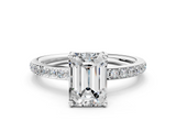 White gold Emerald Cut Diamond Pavé Band Ring with Four-Prong Setting_55