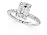 White gold Emerald Cut Diamond Pavé Band Ring with Four-Prong Setting_56
