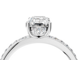 White gold Emerald Cut Diamond Pavé Band Ring with Four-Prong Setting_59