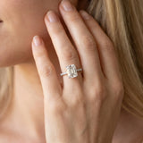 White gold Emerald Cut Diamond Pavé Band Ring with Four-Prong Setting_74