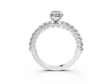White gold Emerald Cut Diamond Pavé Band Solitaire Ring with Prong Setting_131