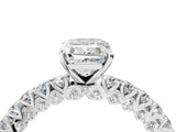 White gold Emerald Cut Diamond Pavé Band Solitaire Ring with Prong Setting_137
