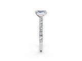 White gold Emerald Cut Diamond Pavé Band Solitaire Ring with Prong Setting_148