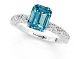 White gold Emerald Cut Diamond Pavé Band Solitaire Ring with Prong Setting_1