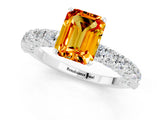 White gold Emerald Cut Diamond Pavé Band Solitaire Ring with Prong Setting_1