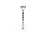 White gold Emerald Cut Diamond Pavé Band Solitaire Ring with Prong Setting_2