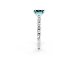 White gold Emerald Cut Diamond Pavé Band Solitaire Ring with Prong Setting_2