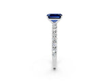 White gold Emerald Cut Diamond Pavé Band Solitaire Ring with Prong Setting_2