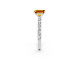 White gold Emerald Cut Diamond Pavé Band Solitaire Ring with Prong Setting_2