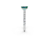 White gold Emerald Cut Diamond Pavé Band Solitaire Ring with Prong Setting_2