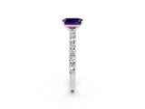 White gold Emerald Cut Diamond Pavé Band Solitaire Ring with Prong Setting_2