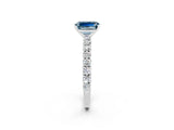 White gold Emerald Cut Diamond Pavé Band Solitaire Ring with Prong Setting_2