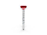White gold Emerald Cut Diamond Pavé Band Solitaire Ring with Prong Setting_2