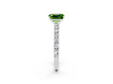 White gold Emerald Cut Diamond Pavé Band Solitaire Ring with Prong Setting_2