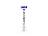 White gold Emerald Cut Diamond Pavé Band Solitaire Ring with Prong Setting_2