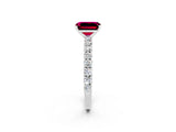 White gold Emerald Cut Diamond Pavé Band Solitaire Ring with Prong Setting_2