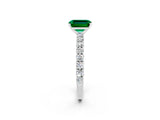 White gold Emerald Cut Diamond Pavé Band Solitaire Ring with Prong Setting_2