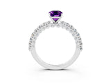White gold Emerald Cut Diamond Pavé Band Solitaire Ring with Prong Setting_3