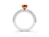 White gold Emerald Cut Diamond Pavé Band Solitaire Ring with Prong Setting_3