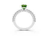 White gold Emerald Cut Diamond Pavé Band Solitaire Ring with Prong Setting_3
