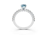White gold Emerald Cut Diamond Pavé Band Solitaire Ring with Prong Setting_3