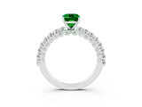 White gold Emerald Cut Diamond Pavé Band Solitaire Ring with Prong Setting_3