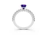 White gold Emerald Cut Diamond Pavé Band Solitaire Ring with Prong Setting_3