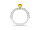 White gold Emerald Cut Diamond Pavé Band Solitaire Ring with Prong Setting_3