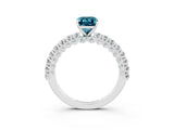 White gold Emerald Cut Diamond Pavé Band Solitaire Ring with Prong Setting_3