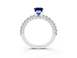 White gold Emerald Cut Diamond Pavé Band Solitaire Ring with Prong Setting_3