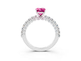White gold Emerald Cut Diamond Pavé Band Solitaire Ring with Prong Setting_3