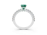 White gold Emerald Cut Diamond Pavé Band Solitaire Ring with Prong Setting_3