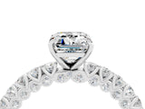 White gold Emerald Cut Diamond Pavé Band Solitaire Ring with Prong Setting_4