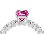 White gold Emerald Cut Diamond Pavé Band Solitaire Ring with Prong Setting_4