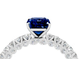 White gold Emerald Cut Diamond Pavé Band Solitaire Ring with Prong Setting_4