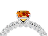White gold Emerald Cut Diamond Pavé Band Solitaire Ring with Prong Setting_4