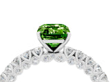 White gold Emerald Cut Diamond Pavé Band Solitaire Ring with Prong Setting_4