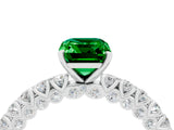 White gold Emerald Cut Diamond Pavé Band Solitaire Ring with Prong Setting_4