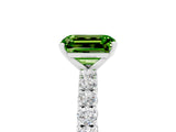 White gold Emerald Cut Diamond Pavé Band Solitaire Ring with Prong Setting_5