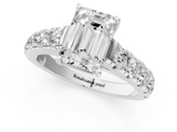 White gold Emerald Cut Diamond Pavé Band Solitaire with Four-Prong Setting_36