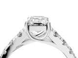 White gold Emerald Cut Diamond Pavé Band Solitaire with Four-Prong Setting_39